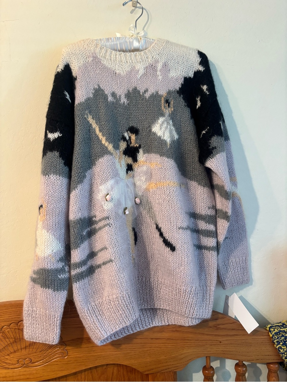 VTG Chadwick’s Samantha Taylor Lavender Ballet Ballerina Graphic Knit sweater L